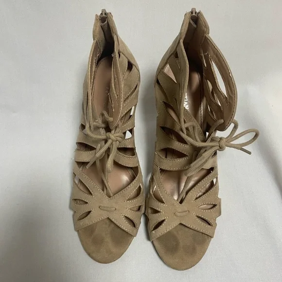 Tan Lace Up Heels - Picture 3 of 8